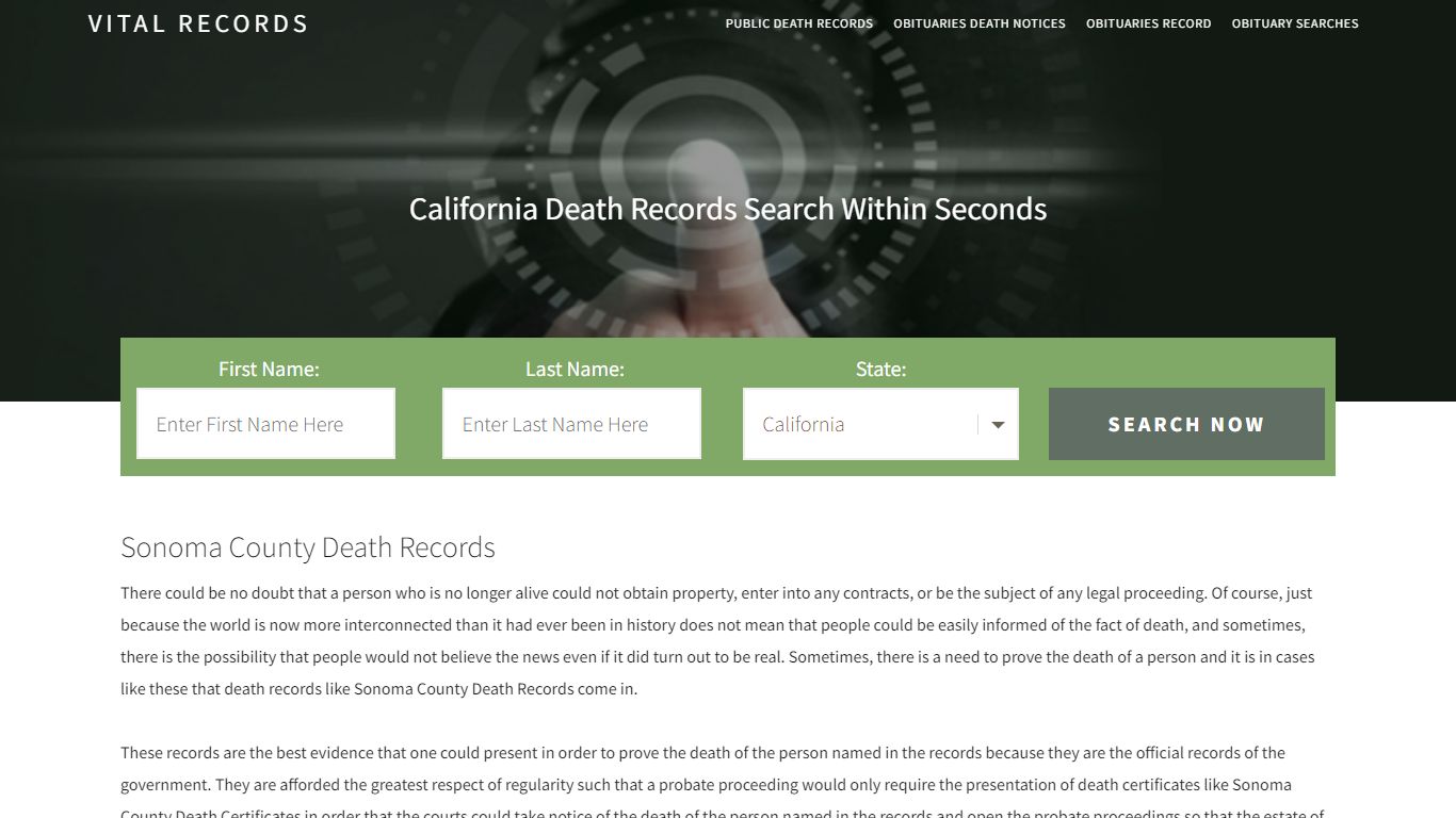 Sonoma County Death Records |Enter Name and Search|14 Days ...